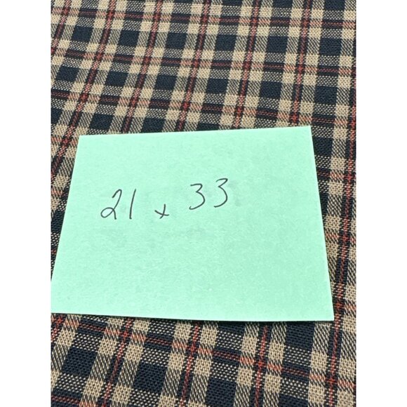 Plaid Cotton Fabric 21" x 33" Navy Beige & Red Checkered Pattern for Quilting Se - Picture 5 of 6